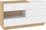 Hybrid HYB-10 komoda 3SW – Kremonos ąžuolas / balta aukšto blizgesio