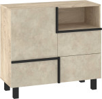 Komoda Meblocross Lars LAR-01 1D2S – Moderni komoda, ąžuolo galinis rievėjimas / Granada migdolas