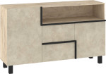 Komoda Meblocross Lars LAR-02 2D2S – moderni indauja ąžuolo Endgrain / Granada Almond apdailoje