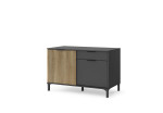 KIOTO 02 Komoda 2D1S – Moderni komoda pilko grafito / Karlstad ąžuolo spalvos