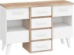 Komoda Nordis 4SW, ąžuolo/baltos spalvos