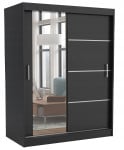 Windsor 160 Tomy drabužių spinta su veidrodžiu, 160x200x60, juoda – MDP