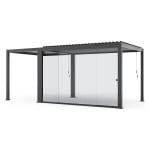 Stiklinės stumdomos durys Home4You MIRADOR-111 4 m, modernios, metalinės, pilkos