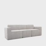 Modulinė 3 vietų sofa LYKKE – šviesiai pilkos spalvos putų kordas, 263x88x73 cm