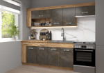 VIZA Plus virtuvės komplektas 240 cm – Craft auksas / Granada ruda