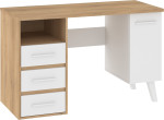 Nordis NOR-01 rašomasis stalas 1D3S – klasikinis ąžuolo ir baltos spalvos rašomasis stalas su spintele