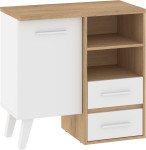 Nordis NOR-03 komoda 1D4S – klasikinis ąžuolo ir baltos spalvos baldas daiktams laikyti