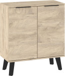 Sven SVN-01 dviejų durų komoda – praktiška daiktų saugykla iš šilto ąžuolo su galinės medienos raštu