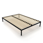 Lovos rėmas TOPESHOP BED ALU 140x200 metalas, juodos spalvos, medinės grotelės, modernus