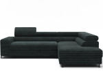 L formos kampinė sofa „Colesio“ moderni žalia audinė, su miego funkcija, patalynės dėže