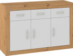 Komoda Meblocross Verin VRN-10 3 durys 3 stalčiai ąžuolas Artisan/balta