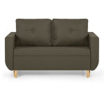 Sofa-lova DORO, 2 vietų, šviesiai ruda, kompaktiškas dizainas + miego funkcija + patalynės dėžė