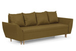 Sofos ALI 3-vietė sofa-lova žalia modernaus dizaino, su patalynės dėže