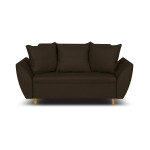 Dviejų vietų sofa-lova ALI tamsiai rudos spalvos apmušalais su miego funkcija ir patalynės dėže