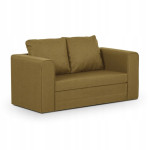Sofa-lova – moderni – geltonas gobelenas, miegamoji vieta 112x190, su kojelėmis