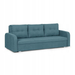 Miegamoji sofa Foller, 3-vietė su miego funkcija, turkio spalvos, iš patvaraus audinio, su daiktų laikymo vieta