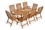 Medinių lauko baldų komplektas AKADIA DINING 190/8+1