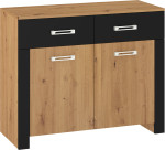 Komoda Meblocross Hugo HUG-03 maža, ąžuolas artisan/juoda, praktiški stalčiai