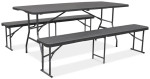 Sulankstomų lauko baldų komplektas Catering, 180 cm stalas ir 2 suolai, Graphite Wood