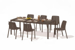 7-ių dalių lauko baldų komplektas Tiberina Bistrot/Tevere stalas 147-211 cm, Terra