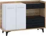 Komoda Meblocross Box 02 2D3S, šviesios ąžuolo/baltos spalvos