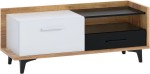 TV staliukas Meblocross Box 08 1D1S, šviesiai rudas/baltas