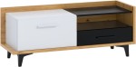 TV staliukas Meblocross Box 08 1D1S, šviesios ąžuolo/baltos spalvos
