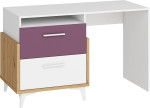 Rašomasis stalas Meblocross Hey 04, baltas/violetinis