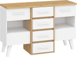 Komoda Meblocross Nordis 4SW, ąžuolo/baltos spalvos