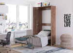 Sieninė lova Meblocross Teddy 90, 90x200 cm, tamsiai ruda