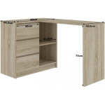 Rašomasis stalas NORE B16, kairinis, ąžuolo spalvos