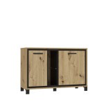 Komoda Forte Trondheim 2D, rudos spalvos/juoda