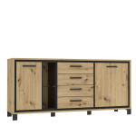 Komoda Forte Trondheim 2D4S, rudos spalvos/juoda