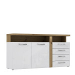 Komoda Forte Tuluza 2D4S, balta/rudos spalvos