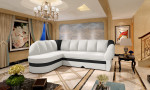 Kampinė sofa Eltap Benano, juoda/balta
