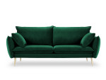 Keturvietė aksominė sofa Milo Casa Elio, tamsiai žalia/auksinės spalvos