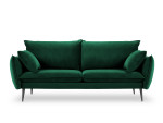 Trivietė aksominė sofa Milo Casa Elio, tamsiai žalia/juoda