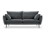 Keturvietė aksominė sofa Milo Casa Elio, pilka/juoda