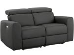 Dvivietė sofa su elektrine poilsio funkcija Notio Living Capena, dirbtinė oda, pilka