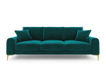 Keturvietė sofa Mazzini Sofas Madara, šviesiai žalia/auksinės spalvos