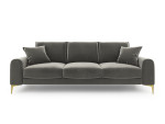 Keturvietė sofa Mazzini Sofas Madara, pilka/auksinės spalvos