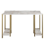 Rašomasis stalas Reader, baltas/auksinės spalvos