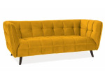 Trivietė aksominė sofa Signal Meble Castello 3, geltona