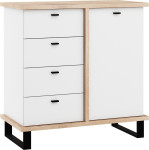 Komoda Meblocross Cross Cro-04 1D4S, ąžuolo spalvos/balta