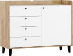 Komoda Meblocross Dolce Dol-03 1D4S, šviesiai ruda/balta