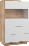 Vitrina Meblocross Hybrid Hyb-28 2S, ąžuolo spalvos/balta