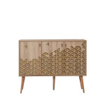 Komoda Kalune Design 863 (VII), 120 cm, ąžuolo spalvos/šviesiai geltona