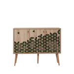 Komoda Kalune Design 863 (VII), 120 cm, ąžuolo spalvos/tamsiai žalia