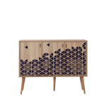 Komoda Kalune Design 863 (VII), 120 cm, ąžuolo spalvos/tamsiai mėlyna