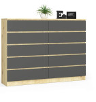 Komoda NORE K160 10, ruda/tamsiai pilka